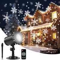 ALOVECO Christmas Snowflake Projector Lights, Upgrade Rotating LED Snowfall Projection Lamp with Remote Control, Outdoor Waterproof Sparkling Landscape Decorative Lighting for Halloween Xmas Party