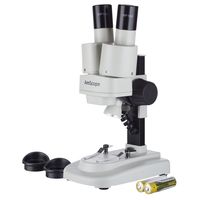 AMSCOPE-Kids SE100-LED Portable Binocular Stereo Microscope, WF10x Eyepieces, 20X Magnification, LED Light Source, Reversible Black/White Stage Plate, Battery-Powered