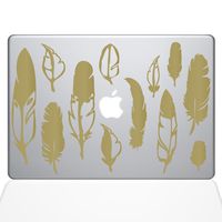 The Decal Guru Woodland Feathers MacBook Decal Vinyl Sticker - 15" MacBook Pro (2016 & Newer) - Gold (1267-MAC-15X-G)