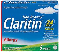 CLARITIN 24 Hour Non Drowsy Allergy Tablets 5 ea (Pack of 10)