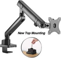 AVLT-Power Single 17.6 lbs Monitor Desk Stand - Easy Installation New Top Mounting - Mount Ultrawide Computer Monitor on Full Motion Adjustable Arm - Organize Work Surface with Ergonomic VESA Mount
