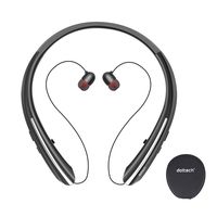 Bluetooth Headphones, Doltech Neckband Wireless Bluetooth 5.0 Headset with Retractable Earbuds, Hi-Fi Stereo Sound Earphones with Mic and Carrying Bag, Sweatproof Call Vibrate Alert (Black)