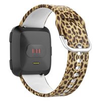 UMTELE Sport Bands Compatible with Fitbit Versa 2/Versa/Versa Lite, Soft Silicone Wristbands Fadeless Pattern Printed Replacement Floral Band Compatible for Men and Women-Small,Leopard