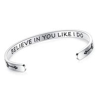 SAM & LORI Inspirational Cuff Bracelet Bangle Motivational Mantra Quote Stainless Steel Engraved Best Friend Sister (Believe in you like I do)