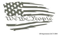 UR Impressions Gry Tattered American Flag - We The People Decal Vinyl Sticker Graphics Car Truck SUV Van Wall Window Laptop|Gray|7.5 X 4.2 Inch|URI651