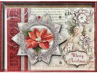 Punch Studio Boxed Set of 12 Embellished 3-D Holiday Cards, Victorian Poinsettia Musical Ornament 64414