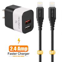 iPhone Charger with Wall Plug,CABEPOW 2Pack 6ft Lightning Cable and 12W Dual Port USB Wall Charger, 2.4A Portable Power Adapter Plug and 6 Foot iPhone Charging Cable for iPhone XS/XR/X/8/7/6S/6/Plus