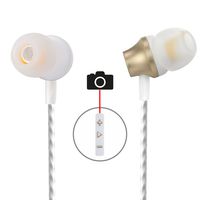 Earbuds with Selfie, Kicoeoy Wired in Ear Noise Isolating Headphone with Remote Mic & Volume Control Metal Housing Best Stereo Bass for All 3.5mm Audio Devices (Gold)