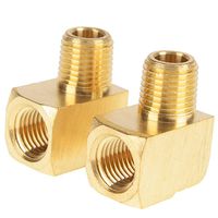 Boeray 2pcs Brass Fitting, 90 Degree Barstock Street Elbow, 1/4" NPT Male Pipe to 1/4" NPT Female Pipe