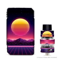 IT'S A SKIN Decal Vinyl Wrap for VooPoo Drag Mini & UForce T2 Tank Vape Sticker Sleeve/ 80s Techno Sunset