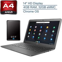 2020 HP 14 Chromebook 14" Laptop Computer/ AMD A4-9120C up to 2.4GHz/ 4GB DDR4 RAM/ 32GB eMMC/ 802.11ac WiFi/ Bluetooth 4.2/ USB 3.1 Type-C/ Gray/ Chrome OS, EST 320GB External Hard Drive