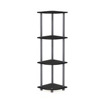 FURINNO Turn-N-Tube 4-Tier Corner Display Rack Multipurpose Shelving Unit, Black/Grey