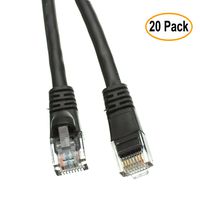 6 FT (1.8M) Cat5e Networking Ethernet UTP Patch Cable, 350Mhz, (6 Feet/1.8 Meters) Cat 5e Snagless Molded Boot Cable for PC / Router / PS4 / XBOX / Modem Black ED895213 (20 Pack)