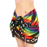 Hemlock Bikini Wrap Shawl Dress Women Swimsuit Swimwear Chiffon Coverup Sunscreen Butterfly Beach Skirt (145x42cm, D)