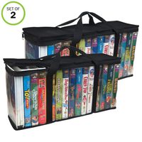 Evelots VHS Storage Bag-Movie Organizer-Video Tape-Handles-Hold 30-No Dust-Set/2