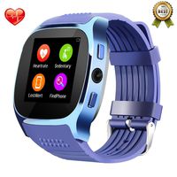 [NO SIM Slot/Heart Rate Monitor] Smart Watch Heart Rate Blood Pressure Monitor Tufen T8 Bluetooth 4.0, Pedometer Calorie Counter Sleep Monitor, Touch Screen for iPhone Android Smartphone T8 M Blue