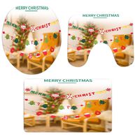 Flannel Christmas Pgojuni Fancy Scenery Bathroom Non-Slip Pedestal Rug + Lid Toilet Cover + Bath Mat Set 3PCS (I)