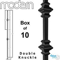 Stair Balusters (10-Pack) Hollow Double Knuckle Iron Spindles - Real Satin Black not Matte Metal Balusters 1/2" x 44" Tall Stair Parts Metal Spindles