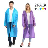 Opret Portable EVA Raincoats for Adults, Reusable Rain Ponchos with Hoods and Sleeves Lightweight Raincoats, Blue&Purple