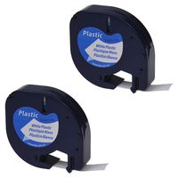 SuperInk 2PK LetraTag Label Tape Compatible for DYMO 91331 91201 91221 59422 S0721610 Plastic Black on White (12 mm x4 m, 1/2 inch x 13 feet) use in Dymo LetraTag Plus LT100H LT100T QX50 Label Maker