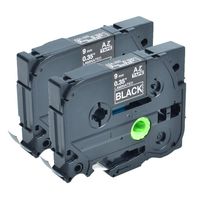 Greencycle 2 PK White on Black Label Tape Compatible for Brother TZ 325 TZe 325 P-Touch PT1000 PT1160