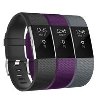 Keasy Bands Compatible with Fitbit Charge 2, Soft Adjustable Replacement Wristbands Strap for Charge 2, 3 Colors in 1 Pack