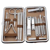 Women Men 15 Piece Manicure Beauty Care Tools Stainless Steel Nail Clipper Set Portable Hygiene Kit with Travel Case