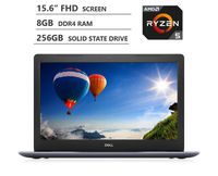 Dell Inspiron 15.6" Full HD LED-Backlit Display Laptop, AMD Ryzen5 2500U Quad-Core Processor Up to 3.60 GHz, 8GB RAM, 256GB Solid State Drive, HDMI, Wi-Fi, Bluetooth, Windows 10 Home, Racon Blue