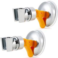 HOMEIDEAS Pack of 2 Bathroom Suction Cup Handheld Shower head Holder Showerhead Bracket Adjustable Height Shower Holder, Plastic ABS Chrome Polished with Strength Adhesive Disc