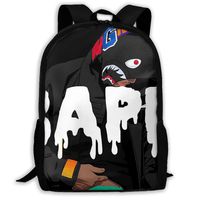 Sunmoonet Bape Shark Pattern Backpack, Lightweight Multi-Function College School Laptop Bookbag 17 Inches