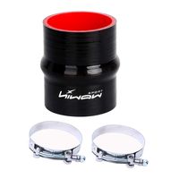 Hiwowsport 4'' Length Hump Black Silicone High Temperature 4-ply Reinforced Straight Hump Coupler Hose (3.0"(76MM))
