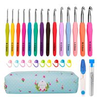 14 Sizes Crochet Hooks Set,2mm(B)-10mm(N) Ergonomic Crochet Hooks with Case for Arthritic Hands,Extra Long Crochet Needles