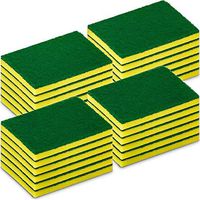 DecorRack 24 Dish Scrubber Sponges, Premium Non-Scratch Scouring Pads, Double-Faced Stains Removing Cleaning Pads, Durable and Absorbent Scrubber Brush for Kitchen Garage Bathroom (Pack of 24)