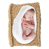 ICOSY Newborn Photography Props, Knit Baby Photo Blanket Rug Props Shoots Chunky Yarn Basket Filler Backdrop Photo Studio Posing Props (20"x20")