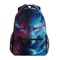 Galaxy Wolf Moon Laptop Backpack, Water Resistant College Travel Computer Notebooks Backpack for Men Women