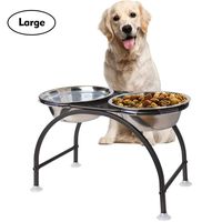 AISHN Elevated Dog Bowls Iron Stand Raised Pet Dog Feeder, 2 Removable Reusable Dog Bowls Stainless Steel Food and Water with Stand for Dogs (L(for Large Dog))