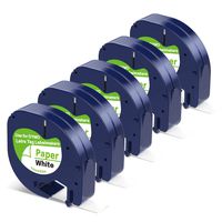 YuanFeng Compatible DYMO LetraTag Refills 91330 S0721510 10697 Standard Label Laminated Paper Tapes,Black on White,Replacement for DYMO LetraTag LT-100H LT-100T QX50 Label Maker,5-Pack