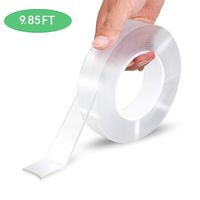 Nano Double Sided Tape - Multipurpose Removable Adhesive Grip Mounting Tape，Washable Strong Sticky Transparent Tape Clear Heavy Duty Strips Wall Tape Poster Tape for Paste Items,Household (9.85FT)