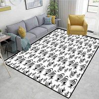 Bigdatastore Fishes Southwest Area Rug for Living Room, Monochrome Abstract Subaquatic Animalia Concept Minimalism Inspirations Aquarium, Fashionable High Class Living Dinning Room(4'x 6')