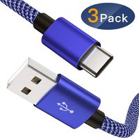 OULUOQI USB Type C Cable USB C Cable 3 Pack(6ft) Nylon Braided Fast Charger Cord(USB 2.0) Compatible with Samsung Galaxy S10 S9 Note 10 9 8 S8 Plus,LG V30 V20 G6 G5,Google Pixel(Blue)