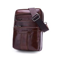 KOBWA Men Sling Bag, Large Capacity Bag Fit for 9.7 inch iPad, Leather Mens Sling Bag Shoulder Bag Backpack Crossbody Bag