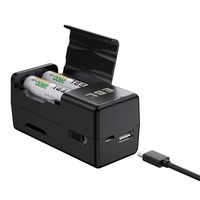 EBL Rechargeable AA/AAA Ni-MH Battery Charger with 2 USB Output Can be Used as a Portable Charger, Portable Smart Battery Charger with Over-charge Protection