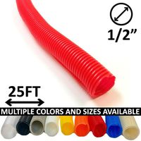 Electriduct 1/2" Split Wire Loom Tubing Polyethylene Flexible Conduit (0.5 Inch ID) - Red - 25 Feet