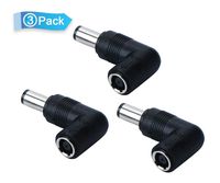 Iwlikey 7.4mm to 7.4mm for Dell Latitude Inspiron XPS Studio Vostro/Hp Pavilion Probook Elitebook Envy Compaq Presario Laptop Charger, Right Angle 90-Degree Power Adapter Connector Converter [3Pack]