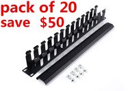 All Metal - 1U 19 Inch Server Rack Wire Management System - Rack Mount Horizontal Cable Management with mounting Screws 12 Large Slot Cable Manager Finger Duct (Pack 0f 20)