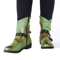 Dainzuy Womens Ankle Buckle Booties Wrap Straps Chunky Block Motorcycle Boots Side Zipper Low Heel Western Boots Green