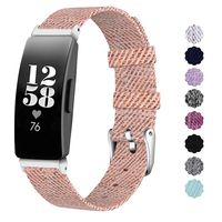NANW Compatible with Fitbit Inspire HR/Inspire Bands Large Small, Woven Fabric Accessories Strap Wristband Women Men for Inspire & Inspire HR Smartwatch (Pink, Large (6.2"-8.9"))