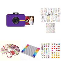 PolaroidPortable Instant Print Digital Camera(Purple) with 2x3ʺ Premium Photo Paper 20-Pack, Neoprene Pouch, Zink Paper Unique Colorful Stickers & Photo Album Accessories