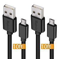 MATEIN Micro USB Cable, 10Ft 2Pack Extra Long Fast Charger Cord for Galaxy S7 Edge,High Speed Durable Charging Cable for Android Phone,Samsung J7 S6 S5 S4 Note 5 4,LG,PS4,Camera,Black