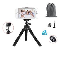 YeahWhee Phone Tripod, Adjustable Camera Phone Stand Mini Octopus Tripod with Universal Phone Bluetooth Remote Shutter and Clip for iPhone, Android Phone, Sports Camera GoPro Accessories